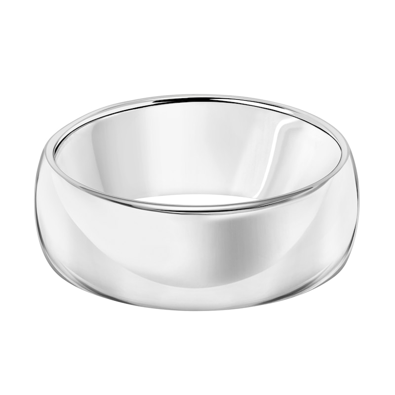 Main Image 3 of 8.0mm Engravable Low Dome Wedding Band in 14K White Gold