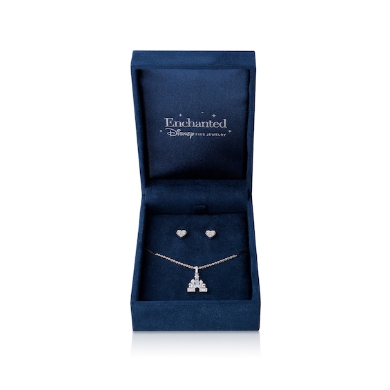 Enchanted Disney Majestic Princess 1/20 CT. T.w. Diamond Pendant and Earrings Set in Sterling Silver