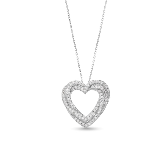 1/2 CT. T.w. Certified Lab-Grown Diamond Triple Heart Pendant in Sterling Silver (I/Si2)