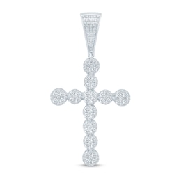 1-1/2 CT. T.W. Diamond Scalloped Cross Necklace Charm in 10K White Gold