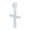 Thumbnail Image 2 of 1-1/2 CT. T.W. Diamond Scalloped Cross Necklace Charm in 10K White Gold