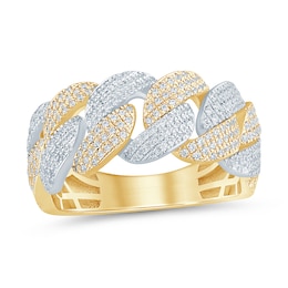 3/4 CT. T.W. Diamond Curb Link Ring in 10K Two Tone Gold
