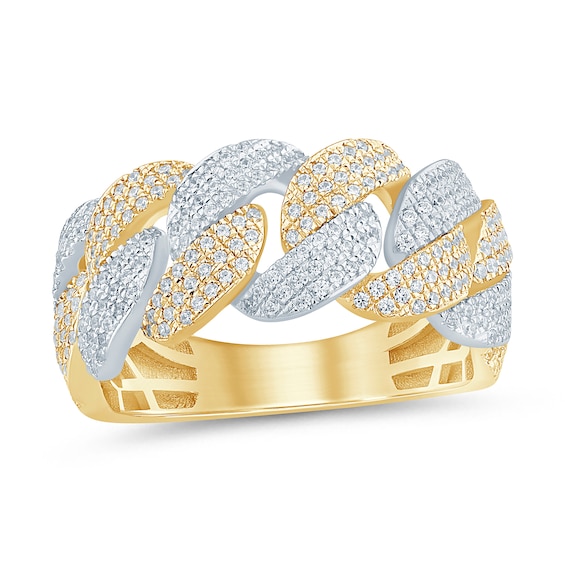 3/4 CT. T.w. Diamond Curb Link Ring in 10K Two Tone Gold