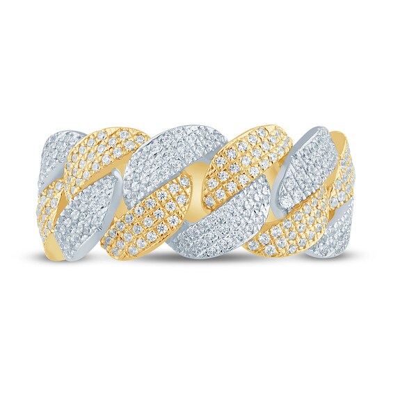 3/4 CT. T.w. Diamond Curb Link Ring in 10K Two Tone Gold