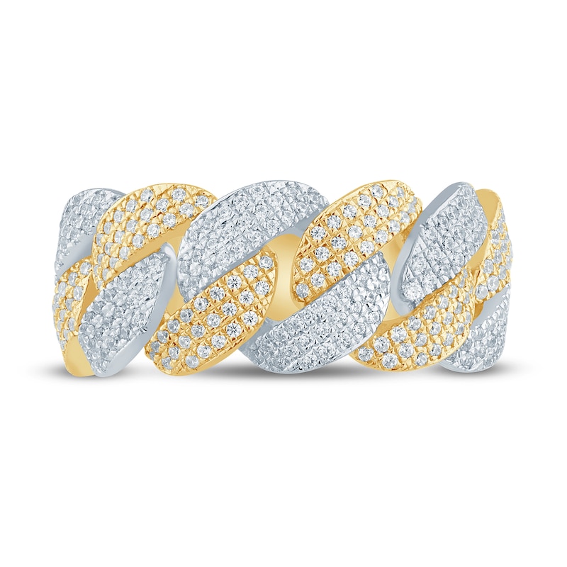 Main Image 3 of 3/4 CT. T.W. Diamond Curb Link Ring in 10K Two Tone Gold