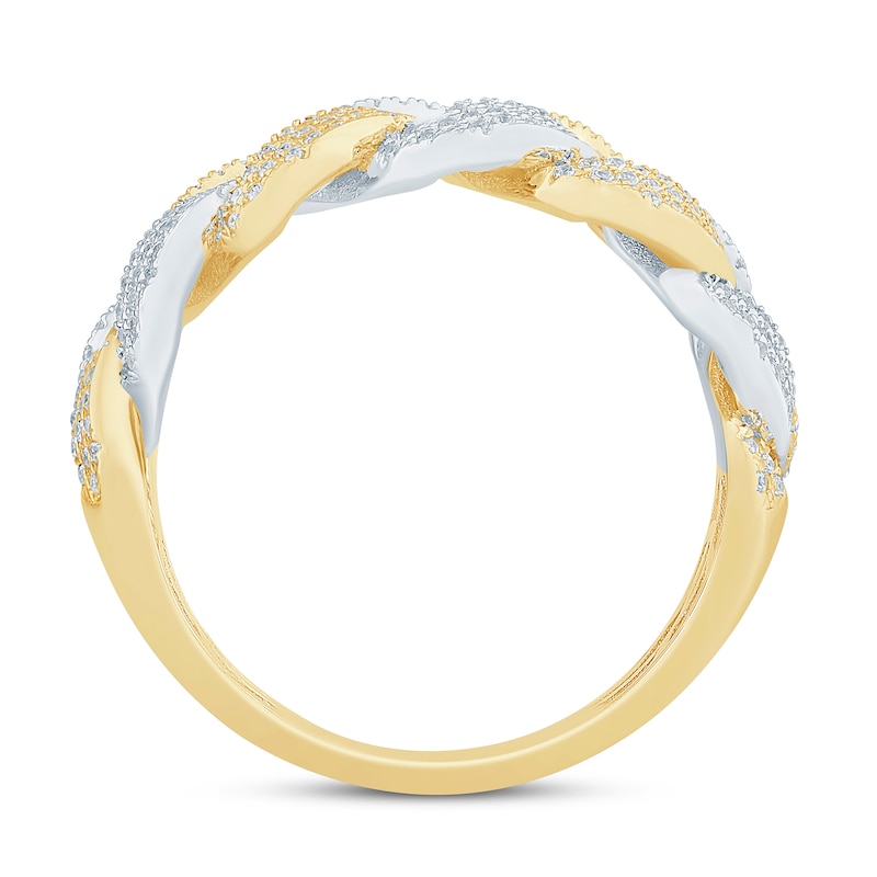 Main Image 4 of 3/4 CT. T.W. Diamond Curb Link Ring in 10K Two Tone Gold