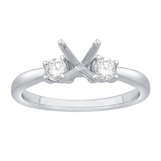 1/4 CT. T.w. Diamond Three-Stone Solitaire Semi Mount in 14K White Gold