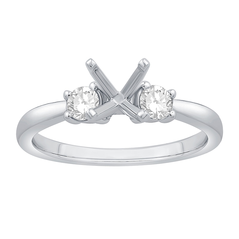 1/4 CT. T.W. Diamond Three-Stone Solitaire Semi Mount in 14K White Gold