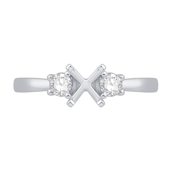 1/4 CT. T.w. Diamond Three-Stone Solitaire Semi Mount in 14K White Gold