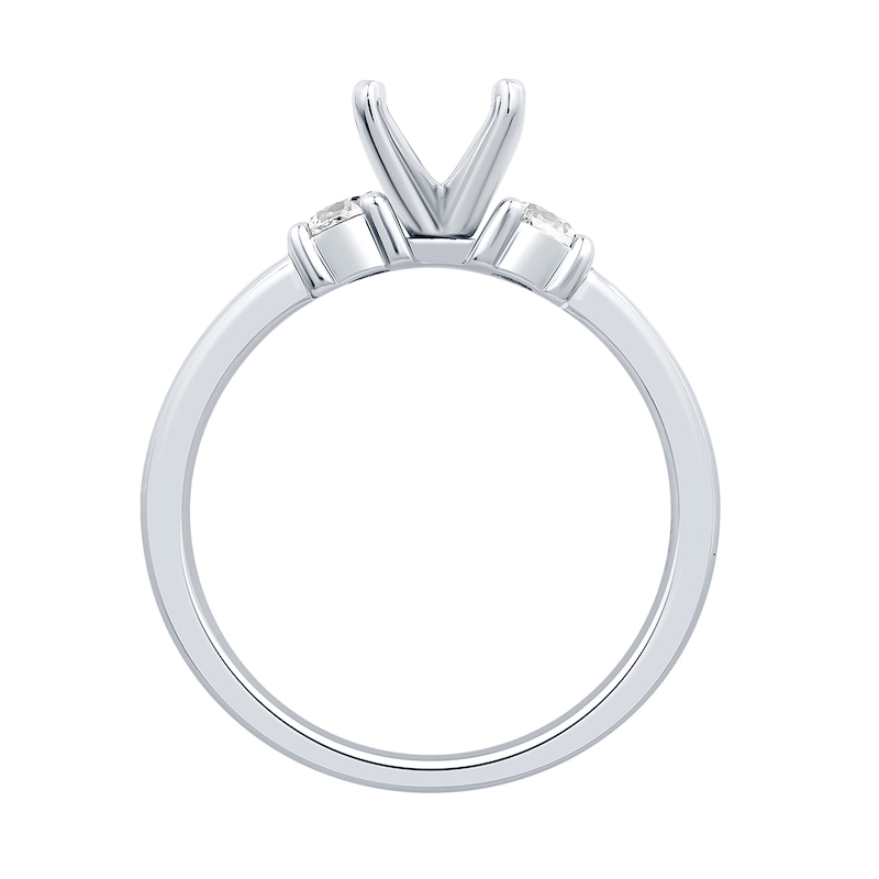 1/4 CT. T.W. Diamond Three-Stone Solitaire Semi Mount in 14K White Gold