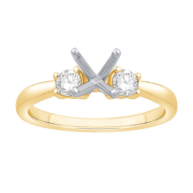 Main Image 1 of 1/4 CT. T.W. Diamond Three-Stone Solitaire Semi Mount in 14K Gold