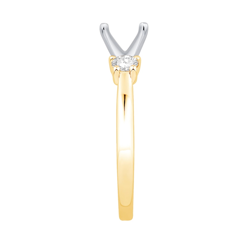 Main Image 4 of 1/4 CT. T.W. Diamond Three-Stone Solitaire Semi Mount in 14K Gold