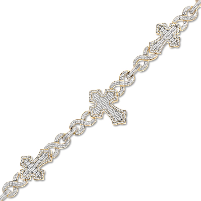 Main Image 1 of 2 CT. T.W. Diamond Gothic-Style Cross Infinity Chain Link Bracelet in 10K Gold - 8.5"