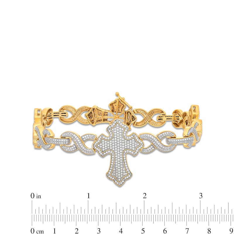 Main Image 3 of 2 CT. T.W. Diamond Gothic-Style Cross Infinity Chain Link Bracelet in 10K Gold - 8.5"