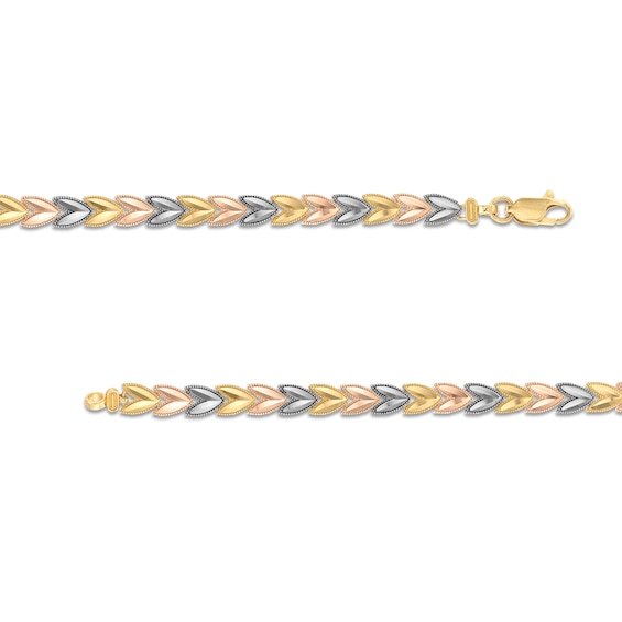 Heart Link Necklace in 14K Tri-Tone Gold