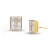 Thumbnail Image 1 of 1/2 CT. T.W. Diamond Cross Square Stud Earrings in 14K Gold