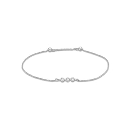 1/10 CT. T.W. Diamond Three Stone Bolo Bracelet in Sterling Silver - 9.5"