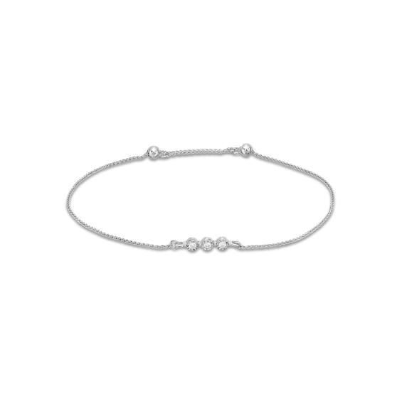 1/10 CT. T.w. Diamond Three Stone Bolo Bracelet in Sterling Silver - 9.5"