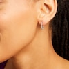 Thumbnail Image 2 of 1/10 CT. T.W. Multi-Diamond Station Hoop Earrings in 10K White Gold