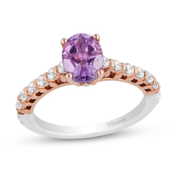 Enchanted Disney Rapunzel Oval Light Purple Amethyst and 3/8 CT. T.w. Diamond Engagement Ring in 14K Two-Tone Gold
