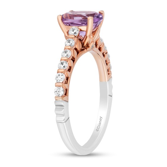 Enchanted Disney Rapunzel Oval Light Purple Amethyst and 3/8 CT. T.w. Diamond Engagement Ring in 14K Two-Tone Gold