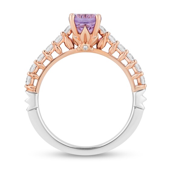 Enchanted Disney Rapunzel Oval Light Purple Amethyst and 3/8 CT. T.w. Diamond Engagement Ring in 14K Two-Tone Gold