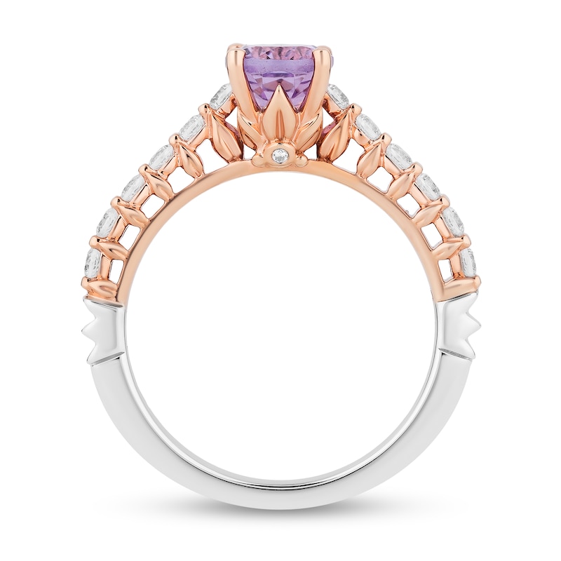 Enchanted Disney Rapunzel Oval Light Purple Amethyst and 3/8 CT. T.W. Diamond Engagement Ring in 14K Two-Tone Gold