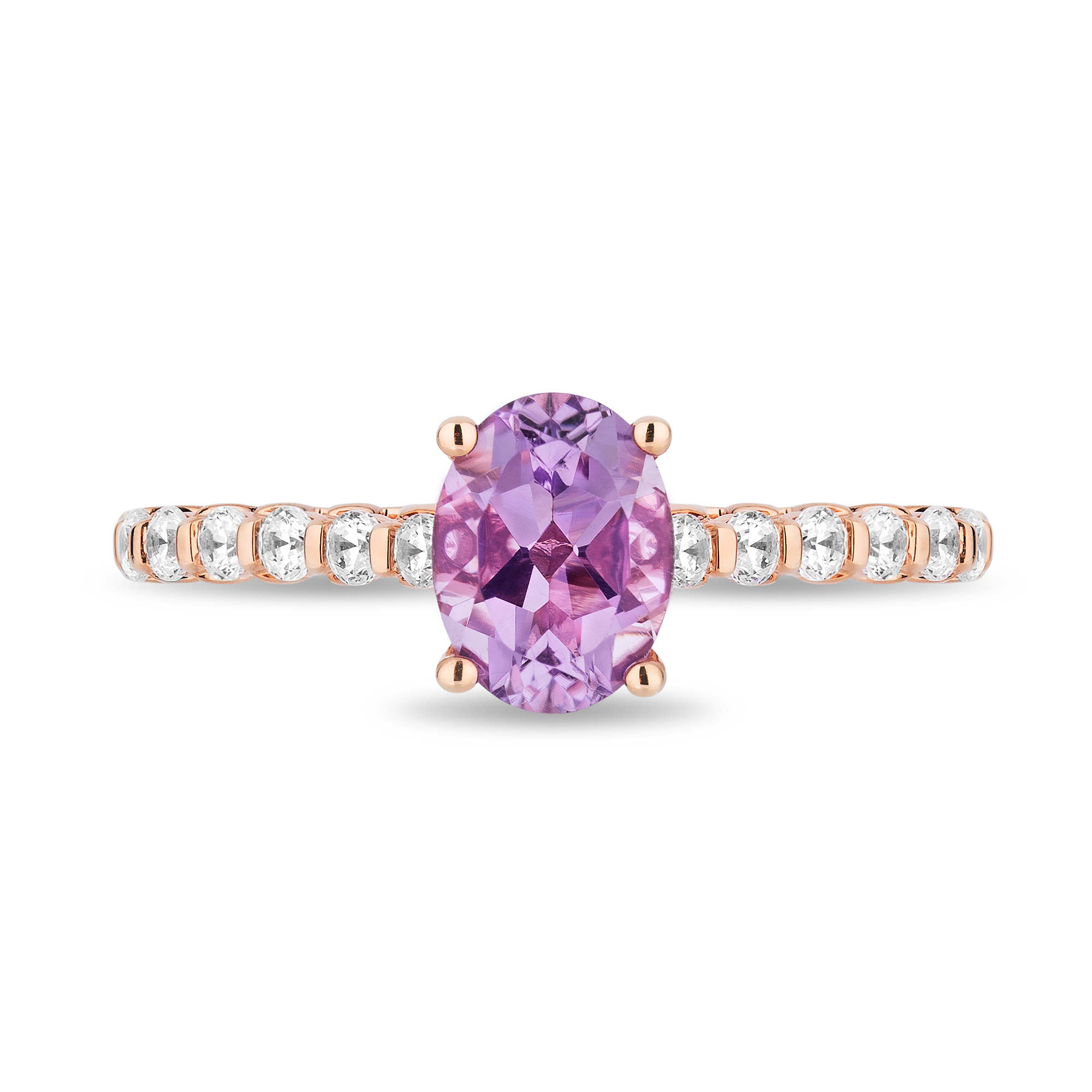 Thumbnail Image 3 of Enchanted Disney Rapunzel Oval Light Purple Amethyst and 3/8 CT. T.W. Diamond Engagement Ring in 14K Two-Tone Gold