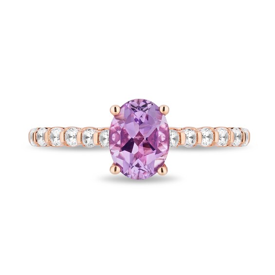 Enchanted Disney Rapunzel Oval Light Purple Amethyst and 3/8 CT. T.w. Diamond Engagement Ring in 14K Two-Tone Gold