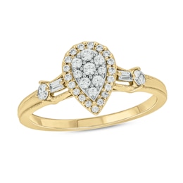 1/3 CT. T.W. Multi-Diamond Pear-Frame Engagement Ring in 10K Gold