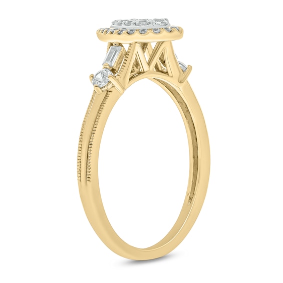 1/3 CT. T.w. Multi-Diamond Pear-Frame Engagement Ring in 10K Gold