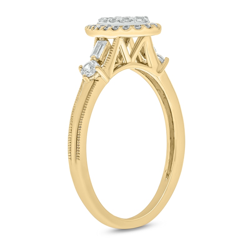 Main Image 2 of 1/3 CT. T.W. Multi-Diamond Pear-Frame Engagement Ring in 10K Gold