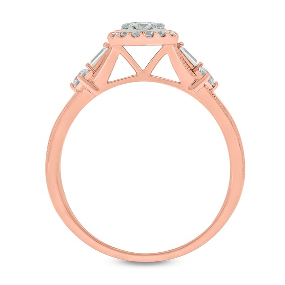 1/3 CT. T.w. Multi-Diamond Pear-Frame Engagement Ring in 10K Rose Gold