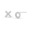 Thumbnail Image 0 of 1/10 CT. T.W. Diamond "XO" Mismatch Stud Earrings in Sterling Silver