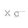 Thumbnail Image 1 of 1/10 CT. T.W. Diamond "XO" Mismatch Stud Earrings in Sterling Silver