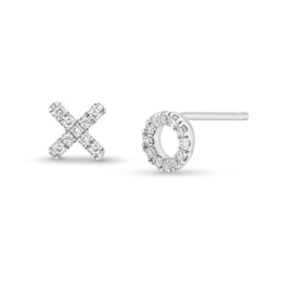 1/10 CT. T.W. Diamond "XO" Mismatch Stud Earrings in Sterling Silver