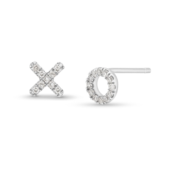 1/10 CT. T.w. Diamond "Xo" Mismatch Stud Earrings in Sterling Silver