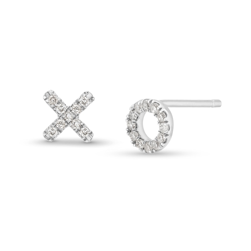 1/10 CT. T.W. Diamond "XO" Mismatch Stud Earrings in Sterling Silver
