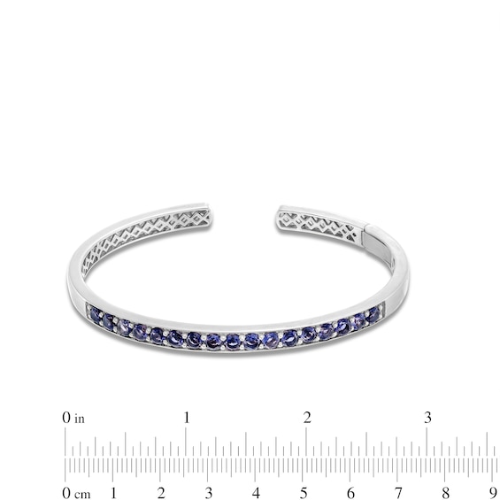 Blue Lab-Created Sapphire Open Bangle in Sterling Silver