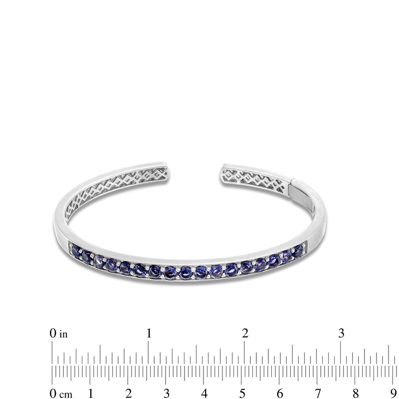 Main Image 1 of Blue Lab-Created Sapphire Open Bangle in Sterling Silver