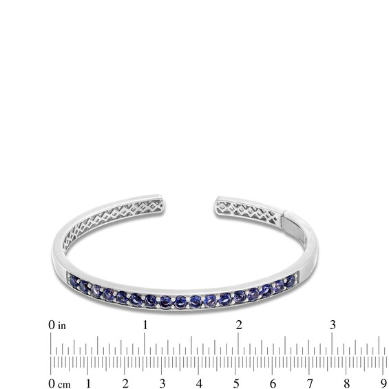 Blue Lab-Created Sapphire Open Bangle in Sterling Silver