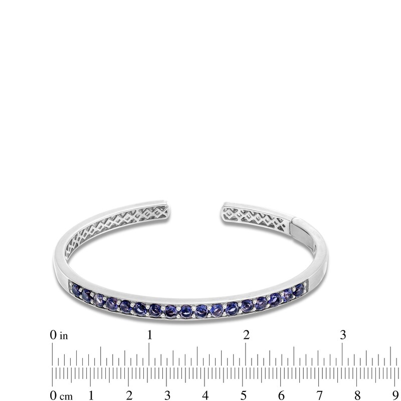 Main Image 3 of Blue Lab-Created Sapphire Open Bangle in Sterling Silver