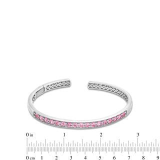 Pink Lab-Created Sapphire Open Bangle in Sterling Silver | Zales