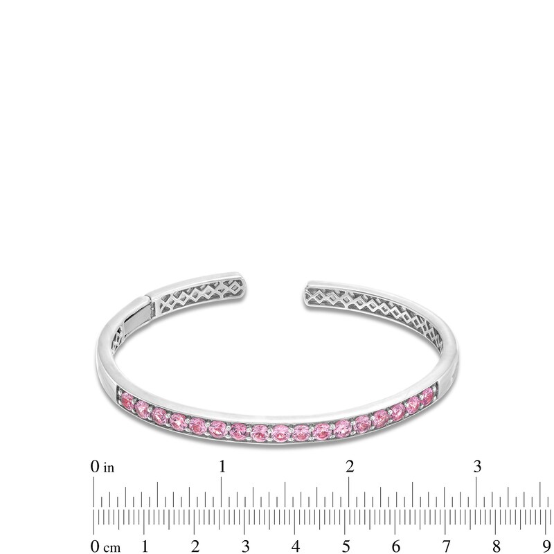 Pink Lab-Created Sapphire Open Bangle in Sterling Silver