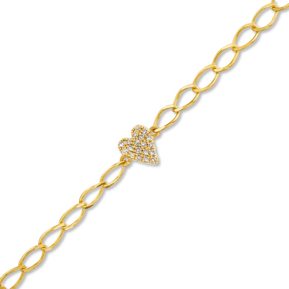 1/20 CT. T.w. Heart-Shaped Multi-Diamond Curb Chain Bracelet in 10K Gold - 7"