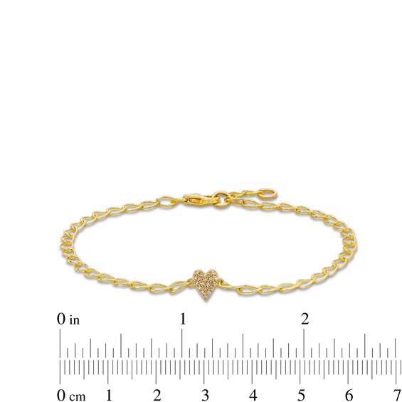 1/20 CT. T.w. Heart-Shaped Multi-Diamond Curb Chain Bracelet in 10K Gold - 7"