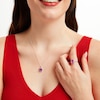 Thumbnail Image 2 of Emerald-Cut Pink and White Lab-Created Sapphire Frame Pendant and Ring Set in Sterling Silver - Size 7