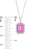 Thumbnail Image 5 of Emerald-Cut Pink and White Lab-Created Sapphire Frame Pendant and Ring Set in Sterling Silver - Size 7