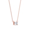 Thumbnail Image 2 of 1/3 CT. Certified Emerald-Cut Lab-Grown Diamond Sideways Solitaire Necklace in 14K Rose Gold (F/SI2)