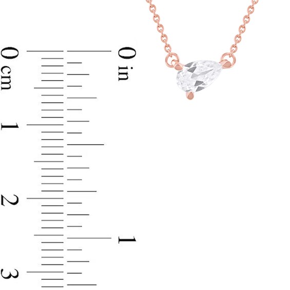 1/3 CT. Certified Pear-Shaped-Cut Lab-Grown Diamond Tilted Solitaire Necklace in 14K Rose Gold (F/Si2)